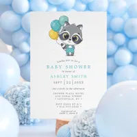 Raccoon Cute Watercolor Boy Baby Shower Invitation