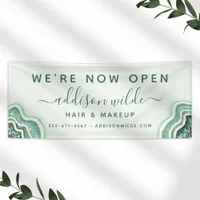 Teal and Gold Glitter Agate Geode Business Banner