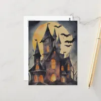 Haunted House Watercolor Postcard