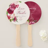 Roses Burgundy/Cream Wedding Ceremony ID584 Hand Fan