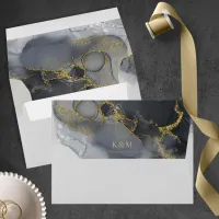 Moody Ink Charcoal Gold Abstract Gray ID988 Envelope