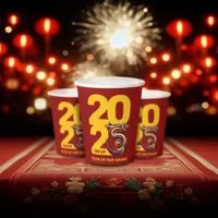 Red Gold Year of the Snake 2025 Paper Cups