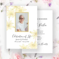 Pale Yellow Daisy Flowers Celebration of Life Invitation