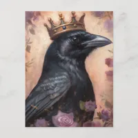 Fairytale Crow in a Pink Crown Postcard