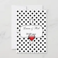 Black and White Polka Dots Wedding RSVP Card