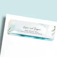 Floral Watercolor Beach Scene Wedding Address Label