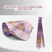 Purple Yellow Black Pattern Neck Tie