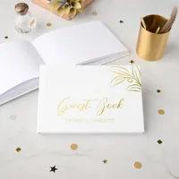 Elegant Minimalist Script Wedding Gold Foil Foil Guest Book