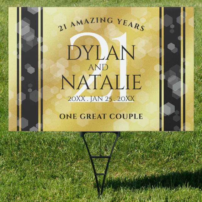 Elegant 21st Brass Wedding Anniversary Celebration Sign