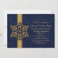 blue Gold Festive Corporate holiday party Invite