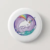 Rainbow Narwhale Button