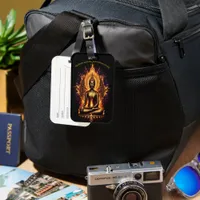 Radiant Buddha surrounded by flames. Generative AI Luggage Tag