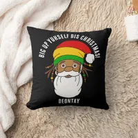 Rasta Santa Claus Jamaican Patois Merry Christmas Throw Pillow