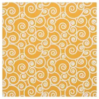 Waves, Curls and Spirals Pattern on Saffron Gold Fabric