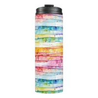 Red, Blue, Yellow Abstract Watercolor Layers Thermal Tumbler