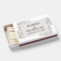 Blush Gray Pink Rose Floral Watercolor Wedding Matchboxes