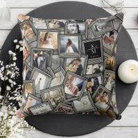 Wedding Keepsake 30 Photo Collage Black ID1065 Thr Throw Pillow