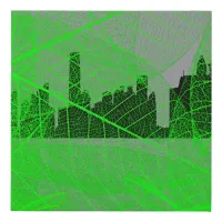 Leaves veins over the city skyline - Abstract Faux Canvas Print