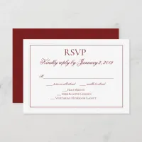 Elegant Garnet Red and White Wedding RSVP