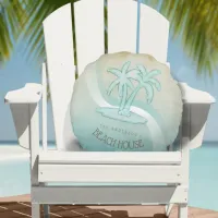 Beach House Palm Trees Aqua ID623 Round Pillow