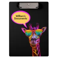 Neon Giraffe Digital Print Funny Personalized Clipboard