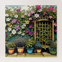 Pretty Outdoor Trellis and Pots of Plants Jigsaw Puzzle