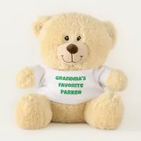 Playful Green Text 'Grandma's Favorite' Teddy Bear