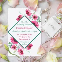 Elegant Spring Pink Watercolor Floral Wedding Invitation