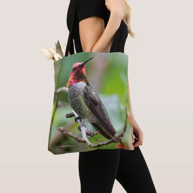 Male Anna's Hummingbird on the Plum Tree Tote Bag