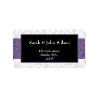 Black and Purple Damask Wedding Label