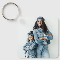 Blue Denim Best Aunt Ever Photo Keychain