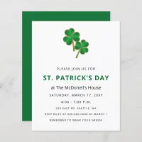 Budget Elegant Shamrock St Patricks Day Invitation