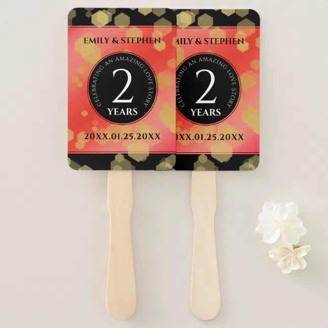 Elegant 2nd Garnet Wedding Anniversary Celebration Hand Fan