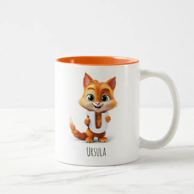 Letter U Cat Alphabet Monogram Coffee Mug