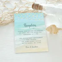 Beach Ocean String Lights Wedding Reception Enclosure Card