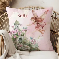 Whimsical Fairy-Themed Throw Pillow