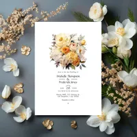 Ivory, Champagne and White Floral Wedding Invitation