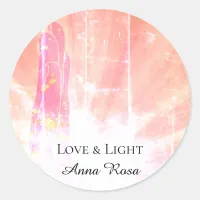 *~*  Pink Energy Healing  Hand Rays Love Light Classic Round Sticker