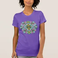 Pink Butterfly Mandala Whimsical Hand Drawn   T-Shirt