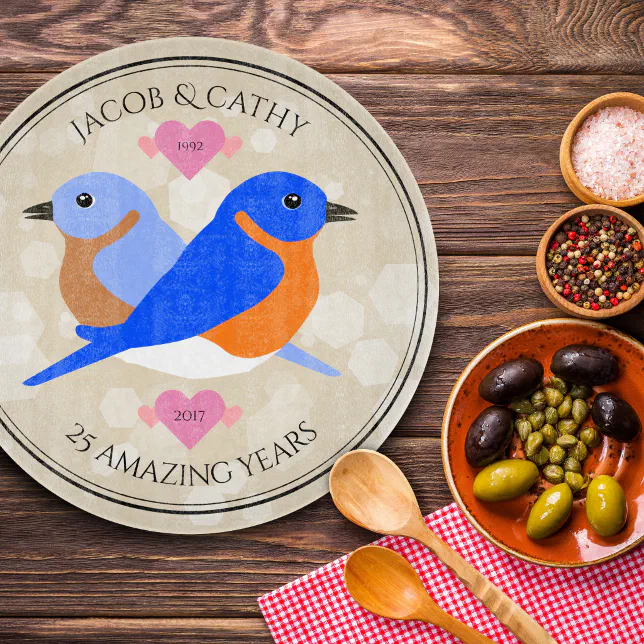 Beautiful Bluebirds: Any Anniversary Year Cutting Board