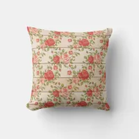 Rustic Vintage Roses Throw Pillow