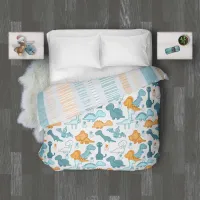 Cute Cartoon Dinosaurs Orange/Teal ID459 Duvet Cover