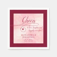 Cheers to Love Elegant Script Burgundy Wedding Napkins