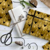 Deer Antlers Arrows Christmas Pattern Gold ID861 Wrapping Paper