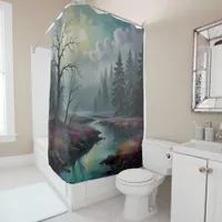 Countryside landscape shower curtain