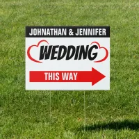 18” x 24” Bold Red & Black Double Sided Wedding Sign