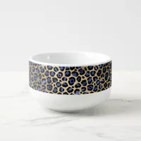 Blue and Gold Cheetah Print Monogram Soup Mug