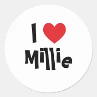 I Love Millie Classic Round Sticker