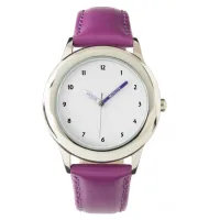 Kids Stainless Steel Purple Leather Strap Watch