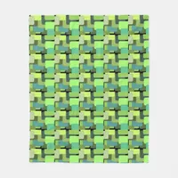 Green Geometrical Abstract Fleece Blanket